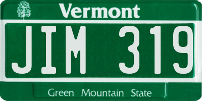 VT license plate JIM319