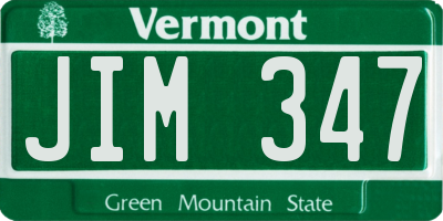 VT license plate JIM347