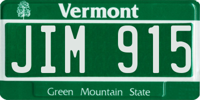 VT license plate JIM915
