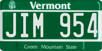 VT license plate JIM954