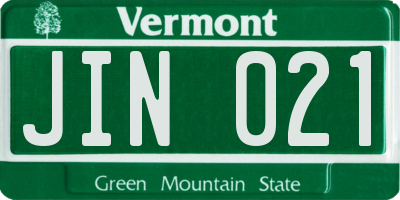 VT license plate JIN021