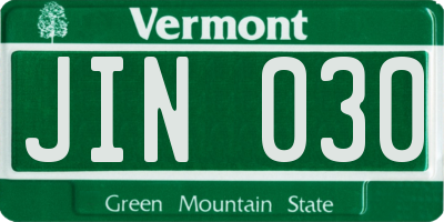 VT license plate JIN030