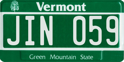 VT license plate JIN059