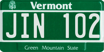 VT license plate JIN102