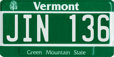 VT license plate JIN136