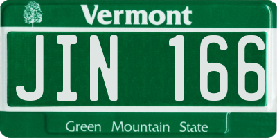 VT license plate JIN166