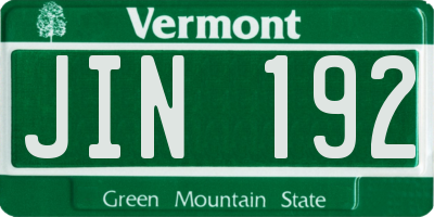 VT license plate JIN192