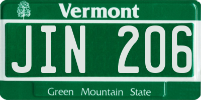 VT license plate JIN206