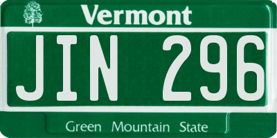 VT license plate JIN296
