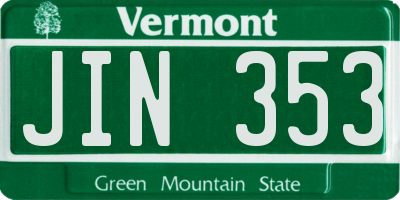 VT license plate JIN353