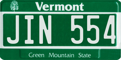VT license plate JIN554