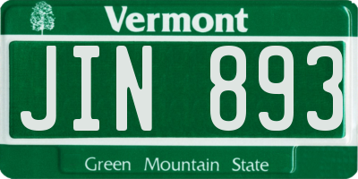 VT license plate JIN893