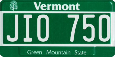 VT license plate JIO750