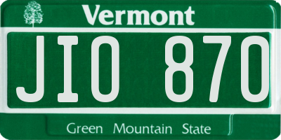 VT license plate JIO870
