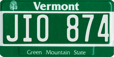 VT license plate JIO874