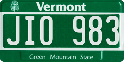 VT license plate JIO983