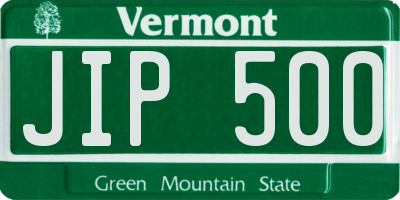 VT license plate JIP500