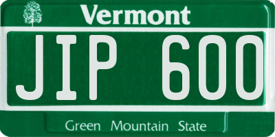 VT license plate JIP600