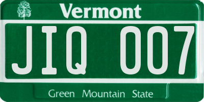 VT license plate JIQ007