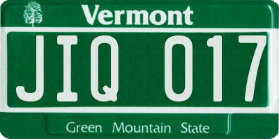 VT license plate JIQ017