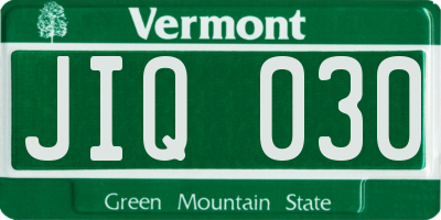 VT license plate JIQ030