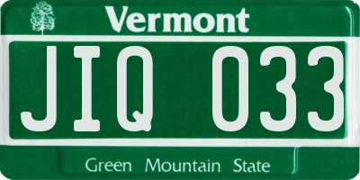 VT license plate JIQ033