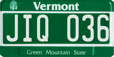 VT license plate JIQ036