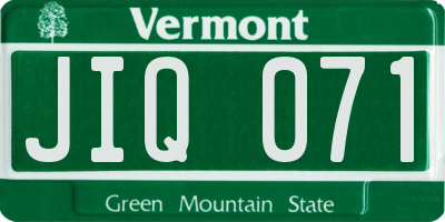 VT license plate JIQ071