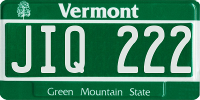 VT license plate JIQ222