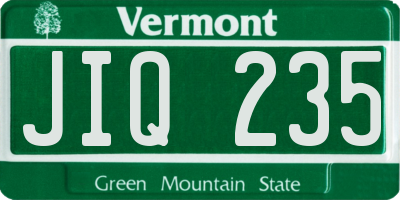 VT license plate JIQ235