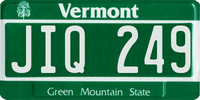 VT license plate JIQ249