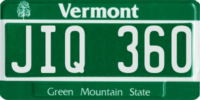 VT license plate JIQ360