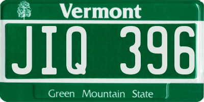 VT license plate JIQ396