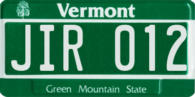 VT license plate JIR012