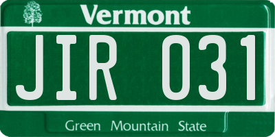 VT license plate JIR031