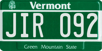 VT license plate JIR092