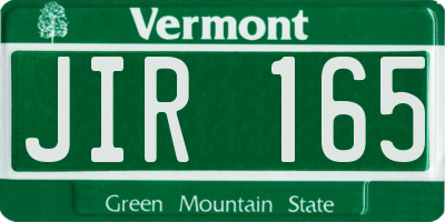 VT license plate JIR165