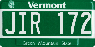VT license plate JIR172