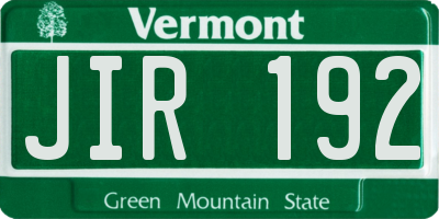 VT license plate JIR192