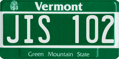 VT license plate JIS102