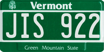 VT license plate JIS922