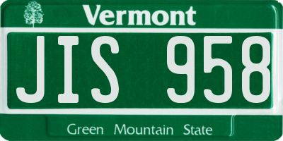 VT license plate JIS958
