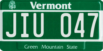 VT license plate JIU047