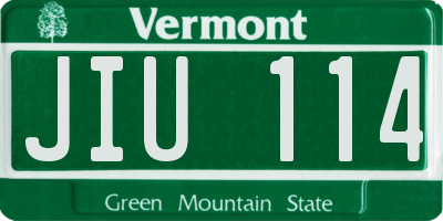 VT license plate JIU114