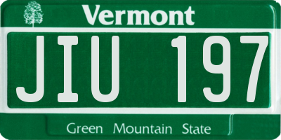 VT license plate JIU197