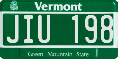 VT license plate JIU198