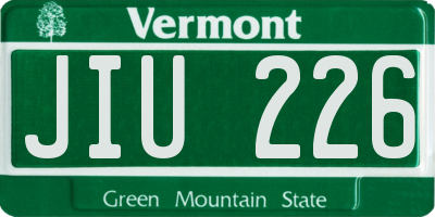 VT license plate JIU226