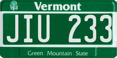 VT license plate JIU233