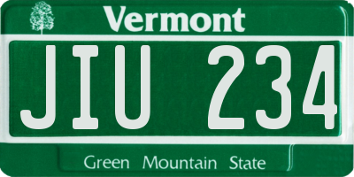 VT license plate JIU234