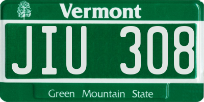 VT license plate JIU308
